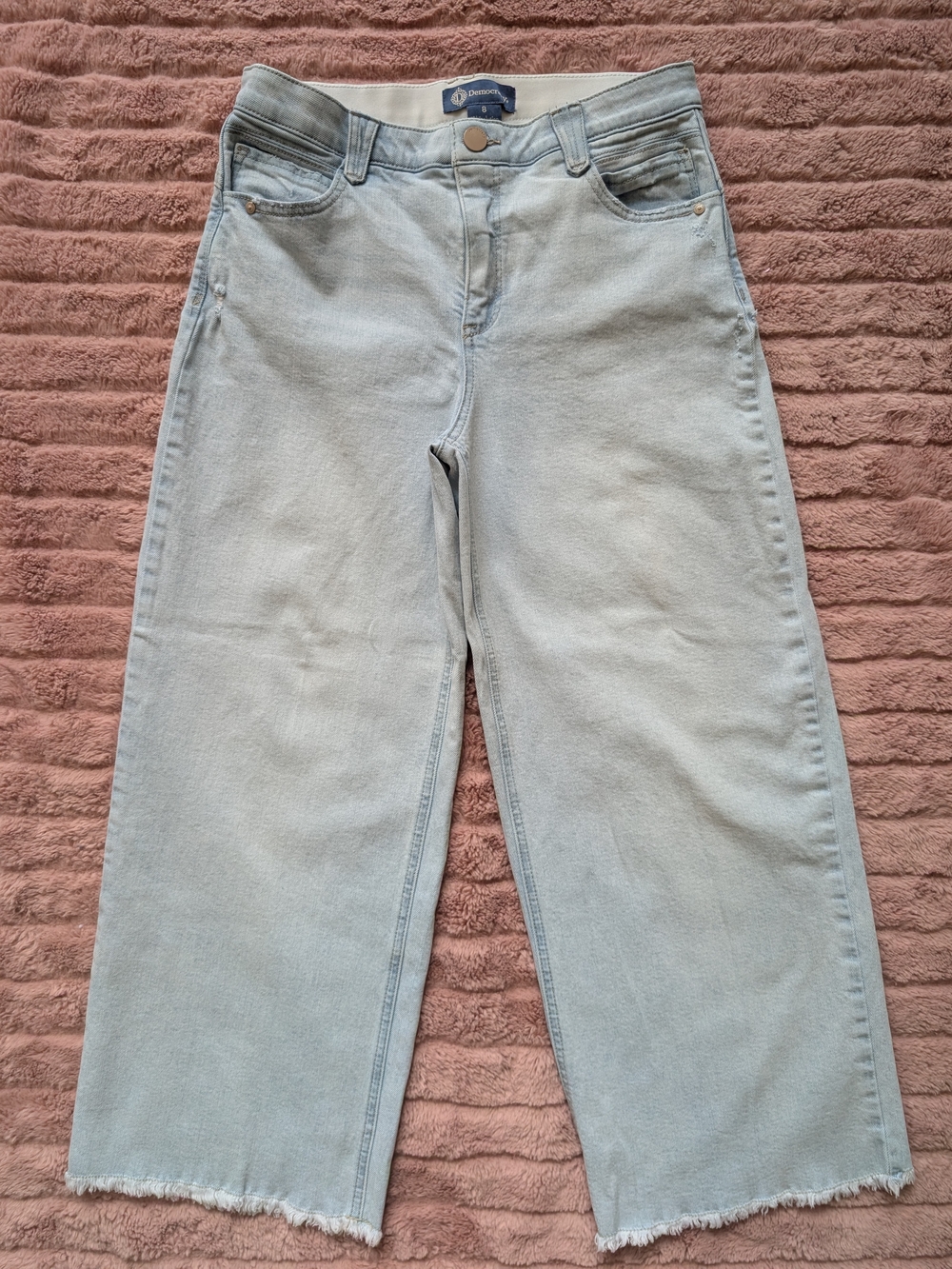 Democracy Light Wash Baggy Wide Leg Frayed Hem Jeans